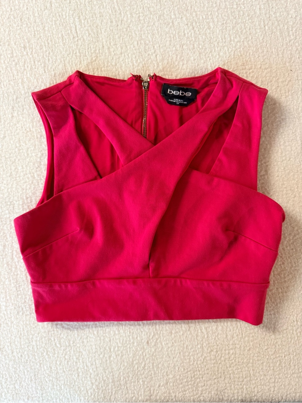bebe Hot Pink Crisscross Crop Top